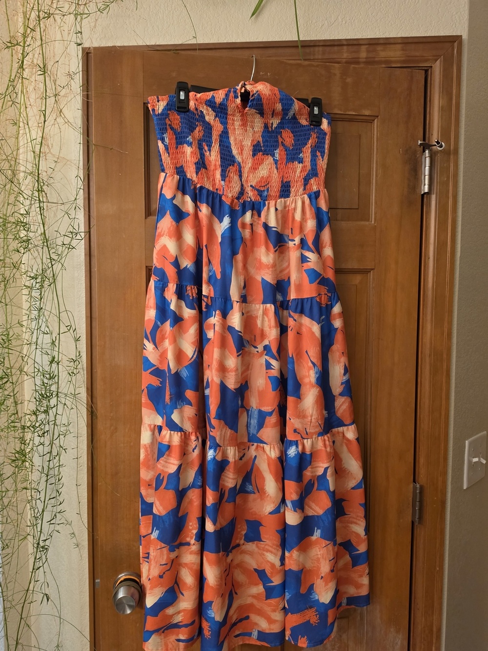 Halter Floral Maxi Dress in Blue and Orange